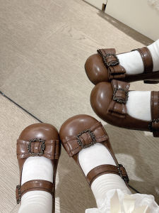 Giày Lolita Cổ Điển Giày Đế Thấp Đầu Tròn Khung Tranh Cổ Điển Đầy Giá Đế Cao Su Chống Thấm Nước Giày Bốt Mùa Hè