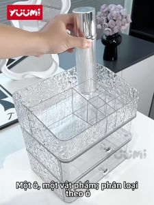 Yuumi Nhựa Acrylic Vân Kim Cương Trong Suốt HộP ĐựNg Mỹ PhẩM Khay Kệ ĐựNg Mĩ PhẩM Khay ĐựNg Son