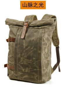Retro Canvas Camping Hiking Travel Large Capacity Laptop Backpack Casual Outdoor Leisure Mens Double-Shoulder Bag Zipper Closure