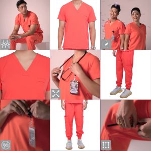 KAIZEN.PH Scrub Suit 2nd Gen KSS2G-14 Secret Pockets Top and 8-pocket with Zipper Pants