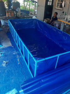 กระชังบกบ่อผ้าใบ PE 200 Super หนา 0.35 mm ขนาด 1.2* 3 ลึก 40 เซนติเมตร ราคาไม่รวมโครง