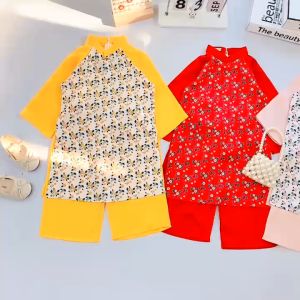 (10-32kg) Áo dài bé gái Áo dài cách tân bé gái chất lụa Hàn cao cấp đủ màu MS-85