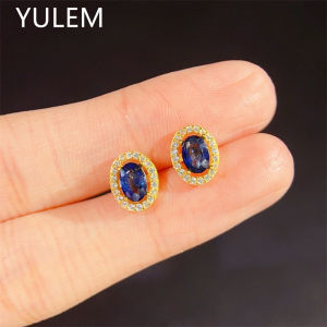 YULEM New Arrival Natural Fine Jewelry 4x6mm Oval Cut Natural sapphire Earring for Office Women Daily Wear
