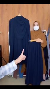 Alesha Set Rok Tunik Syar’i Pashmina Oval Wanita One Set Tunik Melayu Bahan Crinkle Airflow