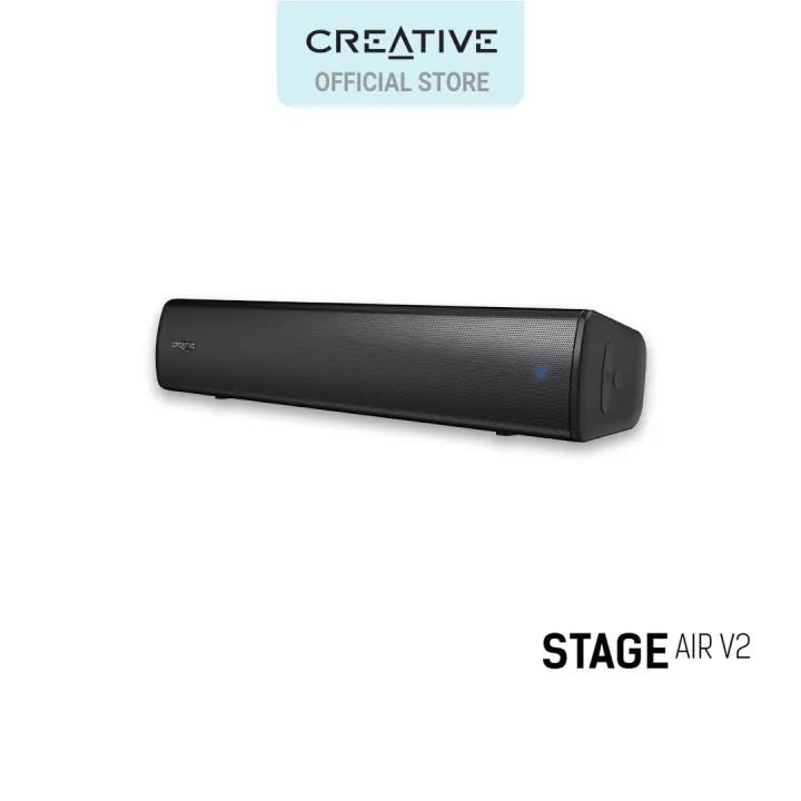 Creative Stage Air V2 - Compact Under-Monitor USB Soundbar for PC, with Bluetooth 5.3, Dual-Driver and Passive Radiator, up to 6 Hours of Playtime, Compatible