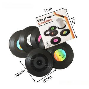 Tấm Lót Ly Hình Đĩa Than Retro Trang Trí Tường Phong Cách Cổ Điển Làm Thảm Bàn Phụ Kiện Nhà Cửa Quà Tặng Cho Nam Và Nữ