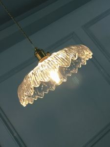 Instagram Style Japanese Style Nordic Style Single-Head Glass Flower Chandelier Retro Brass Refreshing Bar Entrance Restaurant Lamps