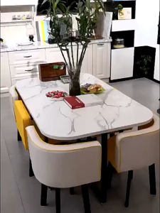 BAIERDI Multifunctional storable dining table household small flat dining table shop shop negotiating table and chairs combination meeting guest reception square table milk tea shop oval table set coffee table bar leisure table (90x150CM) - Lazada