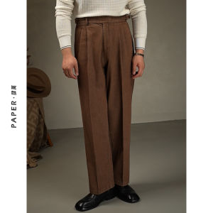 High Waist Cotton Wide Leg Pants Mens Casual Fashion Urban Style Washed Denim Straight Cut Trousers for Daily Wear