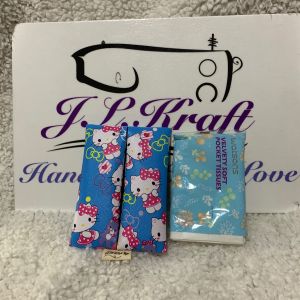 Handmade pocket size tissue pouch water resistant hologram kitty