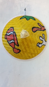Caping lukis motif ikan nemo - topi caping petani lukis diameter 38-40 cm