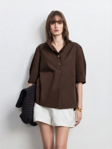 Vero Moda | Tencel Blend Two Way Collar Five Quarter Sleeve Shirt