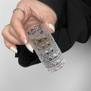 Luxurious Small Whiskey Glass Thickened Glass Cup Engraved Design Portable Home Use Gem Patterned Premium Quality Drinkware