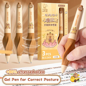 3-Pack Capybara Click Pens - GS Tip Rollerball Pens with Quick-Drying Liquid Ink for Smooth Signatures Cute Office & School Sup