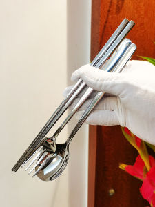 สแตนเลส 316 ช้อนด้ามยาวชุด 304 สไตล์เกาหลี มีดสเต็กช้อนซุปเครื่องครัวอุปกรณ์ครัวหน้าแรก