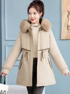 Womens Parka Coat Winter Thickened down Cotton Jacket Removable Inner Liner Medium Length Outerwear Zipper Closure Long Sleeve