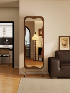 Portable Full-length Floor Mirror Stainless Steel Wheels