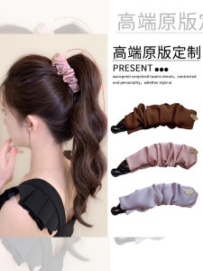 กิ๊บติดผมทรงหัวเข็มขัดยางยืดผ้าซาตินสำหรับผู้หญิง ทรงหางม้าสูง ทรงหัวเข็มขัดยางยืดแบบใหม่ 2025 ทรงสูง ทรงเกาหลี ทรงหลังศีรษะ