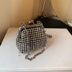 Mini Water Diamond Womens Bag New 2025 High-End Full Diamond Small Bag Elegant Chain Crossbody Fashion Clasp Bag