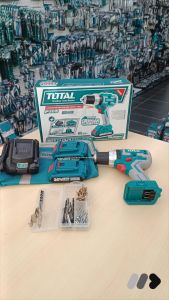 TOTAL Cordless Brushless Impact Drill 20V incl. 2x Battery 1x Charger 4x HSS Drill 6x Screwdriver Bits - TIDLI20608