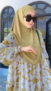 Pusat Klamby Lavanya dress set bergo  jersey gamis Lebaran rayon plus hijab terbaru gamis muslimah kekinian
