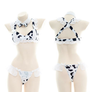 Cartoon Cow Series Bodysuit Underwear Maid Unifrom Costume Kawaii Girls Bikini Swimsuit Set Outfit Cow Series Swimsuit Bikini