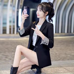WANGGONGZHU | Slim Fit Short Suit Jacket For Women Spring Autumn Fashionable Elegant Style Princess Wang Commute Style Long Sleeve Button Closure