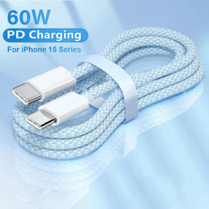 PD 60W USB C to Type C Color Cable Fast Charging Data Cable For iphone 15 Samsung Huawei Type C Weaving Cable phone Accessories