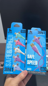 BAIKO KABEL DATA 3 IN 1 USB A to MICRO USB/ TYPE C/ LIGHTNING IPHONE SAFE & SPEED SUPPORT FAST CHARGING KABEL CASAN