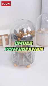 YUUMI Mewah Tempat Sendok Garpu Tertutup Berputar - Organizer Multifungsi untuk Kuas Makeup Kosmetik Alat Tulis & Perlengkapan Dapur