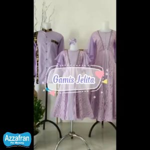Gamis Jelita Couple | Baju Brokat Anak Perempuan & Dewasa Seragam Lebaran Katun Toyobo Terbaru Murah