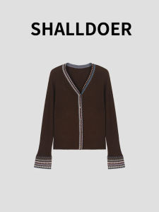 Shalldoer | Áo len dệt kim cổ chữ V ôm vừa vặn phong cách Hồng Kông cổ điển thiết kế giảm tuổi tác cho nữ mùa thu 2025 mới về