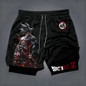 Dragon Ball Mens Double-layer Shorts Son Goku Summer Japanese Anime Fake Two-piece Sports Fitness Quick-drying Shorts