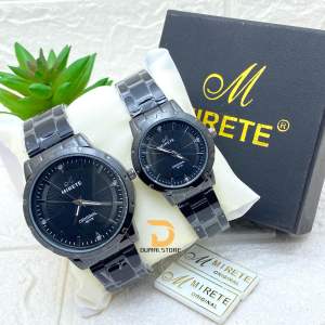 MIRETE Jam Tangan Couple Analog Tipe 9011R Rantai Stainless Water Resistant Free Box Realpict By Dumai.Store
