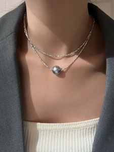 S925 Sterling Silver Pearl Necklace Womens Fashion Choker Chain True Multi-Multi Silver Jewelry Crystal Pendant Fresh out