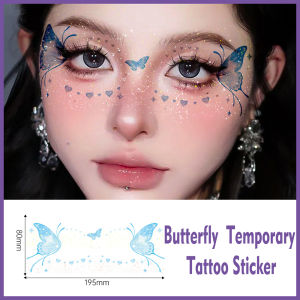 1/6Pc 3D Butterfly Temporary Tattoo Sticker Pink Blue Purple Gliter Butterflies Tattoos for Elf Fairy Makeup Eye Body Decoration