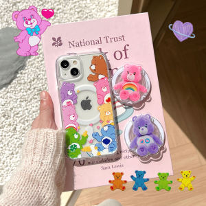 Creative Magnetic Rainbow Bear Phone Case for  16/15 plus 14 pro Cute Girl Heart 13 Pro/13 pro Max Anti-Fall Full Cover Protection