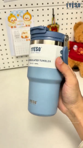 TYESO 600ml200ml Multipurpose (Blue) with Handle & Straw Vacuum Insulated Stainless Steel Tumbler Flask