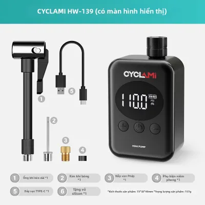 CYCLAMI | Bơm Điện Thông Minh Dành Cho Xe Đạp Áp Suất Cao Di Động