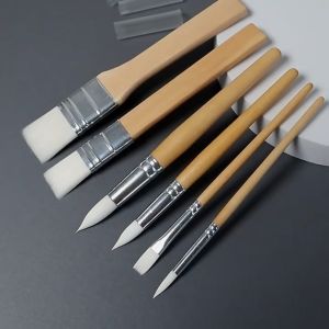 6pcs/Set Kuas Lukis Set Kuas Lukis Nylon Wooden Handle Kuas Cat Air Watercolor Brush Paint Brush
