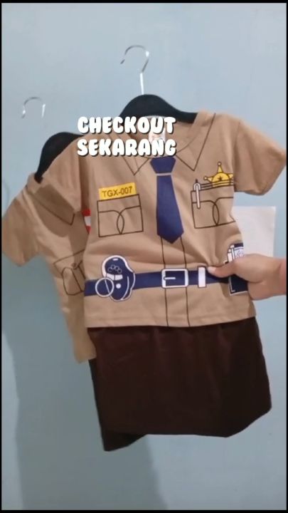 Setelan baju bayi Dress Karakter POLICE & PRAMUKA Model ROK fashion bayi cewek usia 0-3 TAHUN