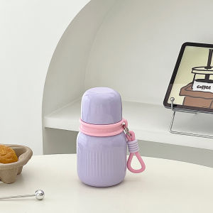 Cốc Nước Cách Nhiệt Nhỏ Gọn Có Nắp Đựng Nước Bằng Thép Không Gỉ 304 Dung Tích 410ml Có Ống Hút Cốc Đựng Nước Cho Phụ Nữ