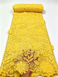 OLEVO | 3D Floral Appliques Guipure Lace Heavy Embroidered Water Soluble Cord Fabric African Cupion Cloth Dubai Wedding Dress AT3086