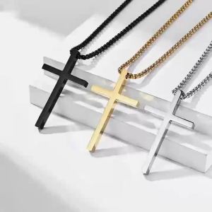 Hot Hip Hop Trend Cross Pendant Necklace Mens Simple Chain Versatile Street For Women Fashion Jewelry Accessories