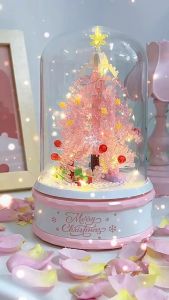 โมเดลต้นคริสต์มาส บล็อกของเล่น  กล่องดนตรีคริสตัล ของขวัญคริสต์มาส พร้อมเสียงดนตรีและแสงไฟ  Building Blocks