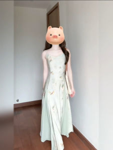 Xzy/Xin Zhengyan Plus Size Ladies New Chinese Zen Sun Protection Cardigan Tops Female Summer National Style Print Slip Dress Set