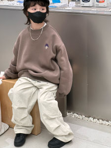 Cool Trendy Embroidered All-In-One Fleece Hoodie Sweatshirt for Kids Boys Girls Winter Comfortable Cotton Polyester Blend