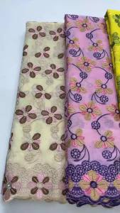 Green African Swiss Voile Cotton Lace Fabric Luxury Floral Embroidery With Rhinestones For Women Party Wedding Dress Sewing 5Ya