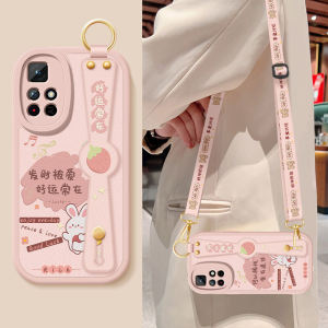 Xiaomi Redmi Note11T pro Silicone Leather Phone Case Crossbody Strap Full Cover Drop Resistance Protection Soft Shell for Couples