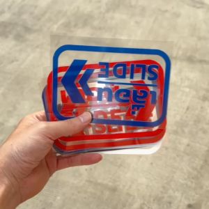 สติกเกอร์ ป้ายเลื่อน สติ๊กเกอร์ติดกระจก ติดประตู เลื่อน-slide ชุด 2 ชิ้น (เลื่อนซ้าย-เลื่อนขวา) Size 15 x 10 cm. (G0025)